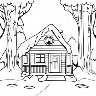 Cozy Winter Cabin Coloring Page 52044-41544