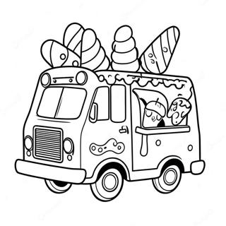 Colorful Ice Cream Truck With Kids Coloring Page 52074-41567