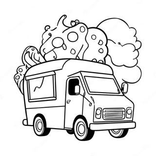 Colorful Ice Cream Truck With Kids Coloring Page 52074-41568