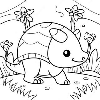 Cute Armadillo In A Flower Garden Coloring Page 52154-41626