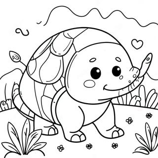 Cute Armadillo In A Flower Garden Coloring Page 52154-41628