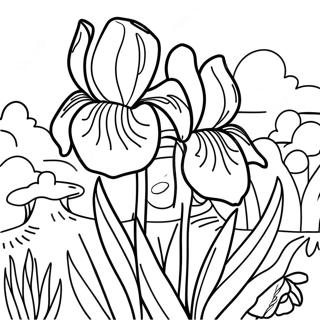 Beautiful Iris Garden Coloring Page 52184-41656