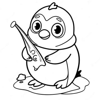 Cute Ice Fishing Penguin Coloring Page 52194-41657