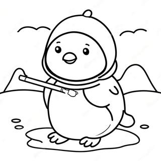 Cute Ice Fishing Penguin Coloring Page 52194-41659