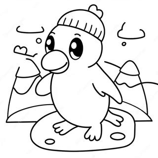 Cute Ice Fishing Penguin Coloring Page 52194-41660