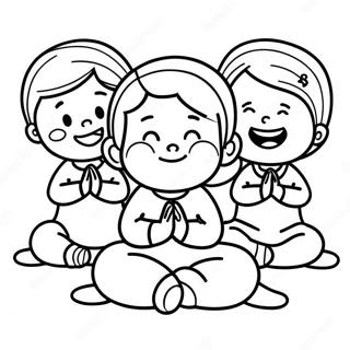 Joyful Children Praying Coloring Page 52254-41709