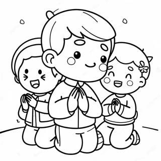 Joyful Children Praying Coloring Page 52254-41710