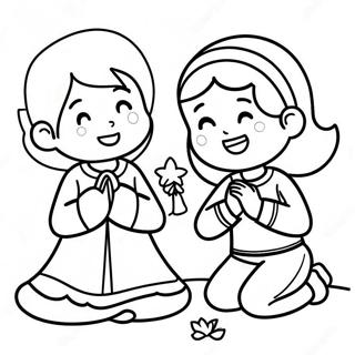 Joyful Children Praying Coloring Page 52254-41711