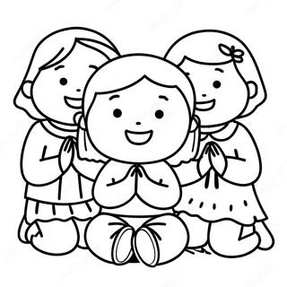 Joyful Children Praying Coloring Page 52254-41712