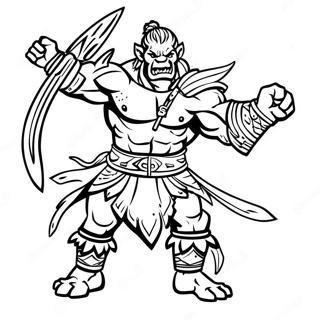 Orc Warrior In Battle Coloring Page 52264-41724