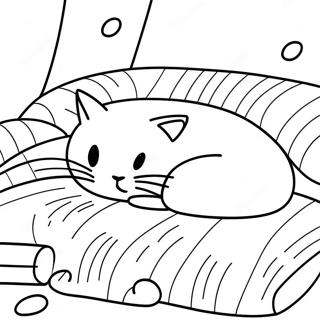 Fluffy Cat Sleeping In A Cozy Blanket Coloring Page 52304-41749