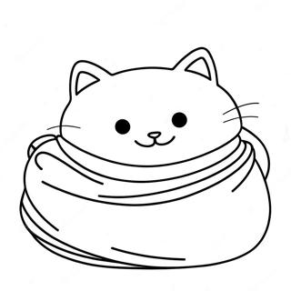 Fluffy Cat Sleeping In A Cozy Blanket Coloring Page 52304-41750