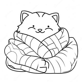 Fluffy Cat Sleeping In A Cozy Blanket Coloring Page 52304-41751