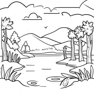 Serene Wetlands Landscape Coloring Page 52374-41818