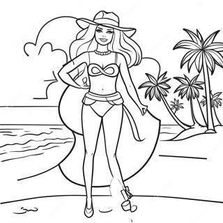 Barbie At The Tropical Beach Coloring Page 52384-41809