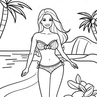 Barbie At The Tropical Beach Coloring Page 52384-41810