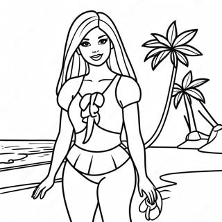 Barbie At The Tropical Beach Coloring Page 52384-41811