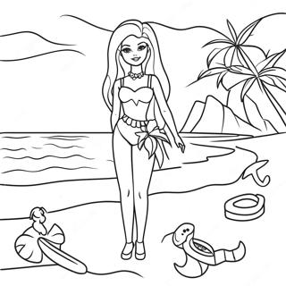 Barbie At The Tropical Beach Coloring Page 52384-41812