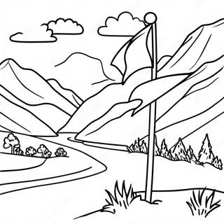 Scottish Highlands Landscape With Flag Coloring Page 52424-41842