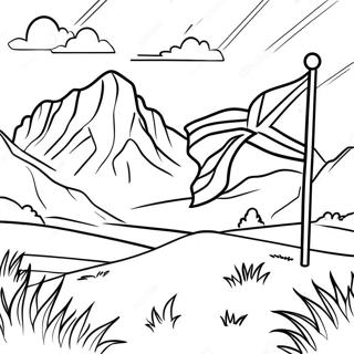 Scottish Highlands Landscape With Flag Coloring Page 52424-41844