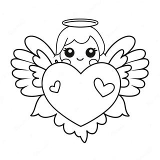 Cute Heart With Angel Wings Coloring Page 52434-41850