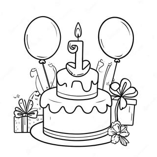 Happy 9th Birthday Celebration Coloring Page 52453-41868