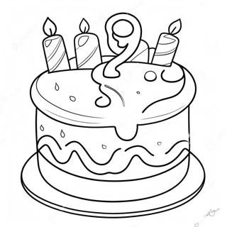 Colorful Happy 9th Birthday Cake Coloring Page 52454-41870