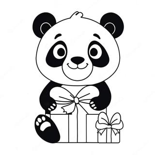 Cute Christmas Panda With Gift Coloring Page 52474-41890