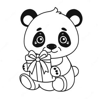 Cute Christmas Panda With Gift Coloring Page 52474-41892