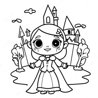 Vampire Girl With Spooky Castle Coloring Page 52513-41917