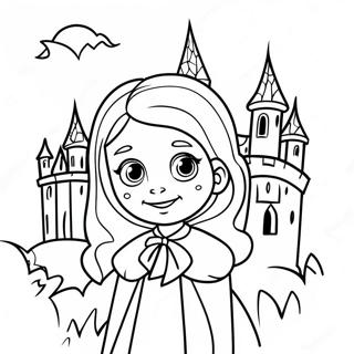 Vampire Girl With Spooky Castle Coloring Page 52513-41920