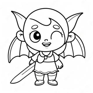 Cute Vampire Girl With Bat Coloring Page 52514-41916