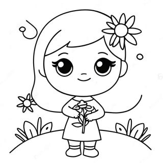 Cute Ava With Flowers Coloring Page 52544-41940