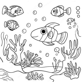 Colorful Coral Reef With Scuba Diver Coloring Page 52594-41985