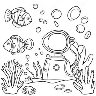 Colorful Coral Reef With Scuba Diver Coloring Page 52594-41988