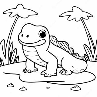 Cute Newt In A Pond Coloring Page 52634-42013