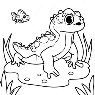 Cute Newt In A Pond Coloring Page 52634-42015