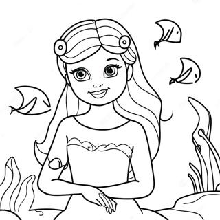 Barbie With Colorful Dolphins Coloring Page 52644-42021