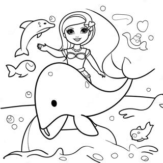 Barbie With Colorful Dolphins Coloring Page 52644-42022