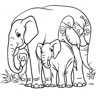 African Elephant Family Coloring Page 52663-42034