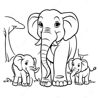 African Elephant Family Coloring Page 52663-42035