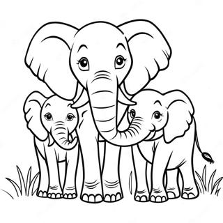 African Elephant Family Coloring Page 52663-42036