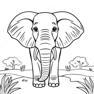 Majestic African Elephant In The Savannah Coloring Page 52664-42037