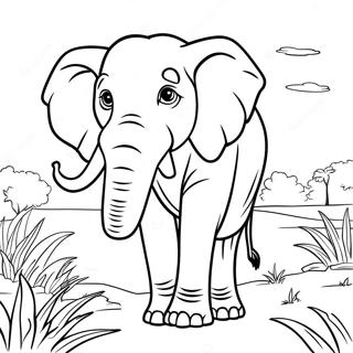 Majestic African Elephant In The Savannah Coloring Page 52664-42038