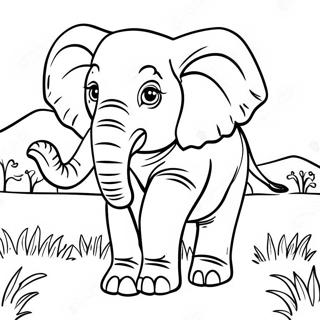 Majestic African Elephant In The Savannah Coloring Page 52664-42039