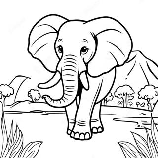 Majestic African Elephant In The Savannah Coloring Page 52664-42040