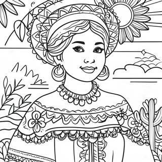 Mexican Girl In Traditional Dress Coloring Page 52693-42057