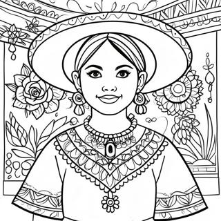 Mexican Girl In Traditional Dress Coloring Page 52693-42058