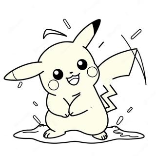 Cute Pikachu In Action Coloring Page 52724-42087