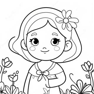 Cute Anya With Flowers Coloring Page 52744-42105